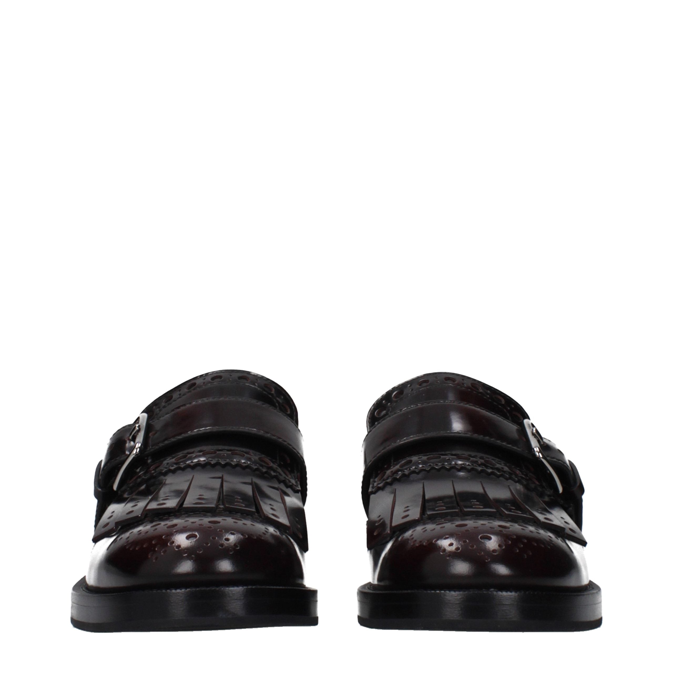 Red Leather Slip-On Loafers