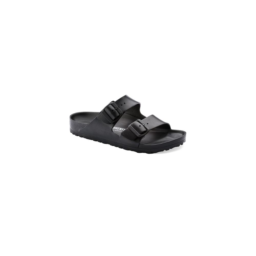 Black Polyester Flat Sandals