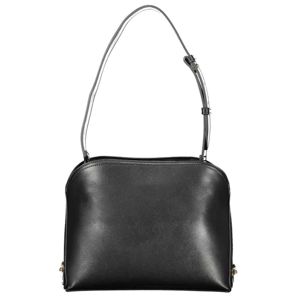 Black Polyurethane Women's Shoulder Bag