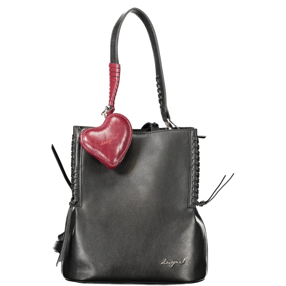 Black Polyurethane Women Backpack