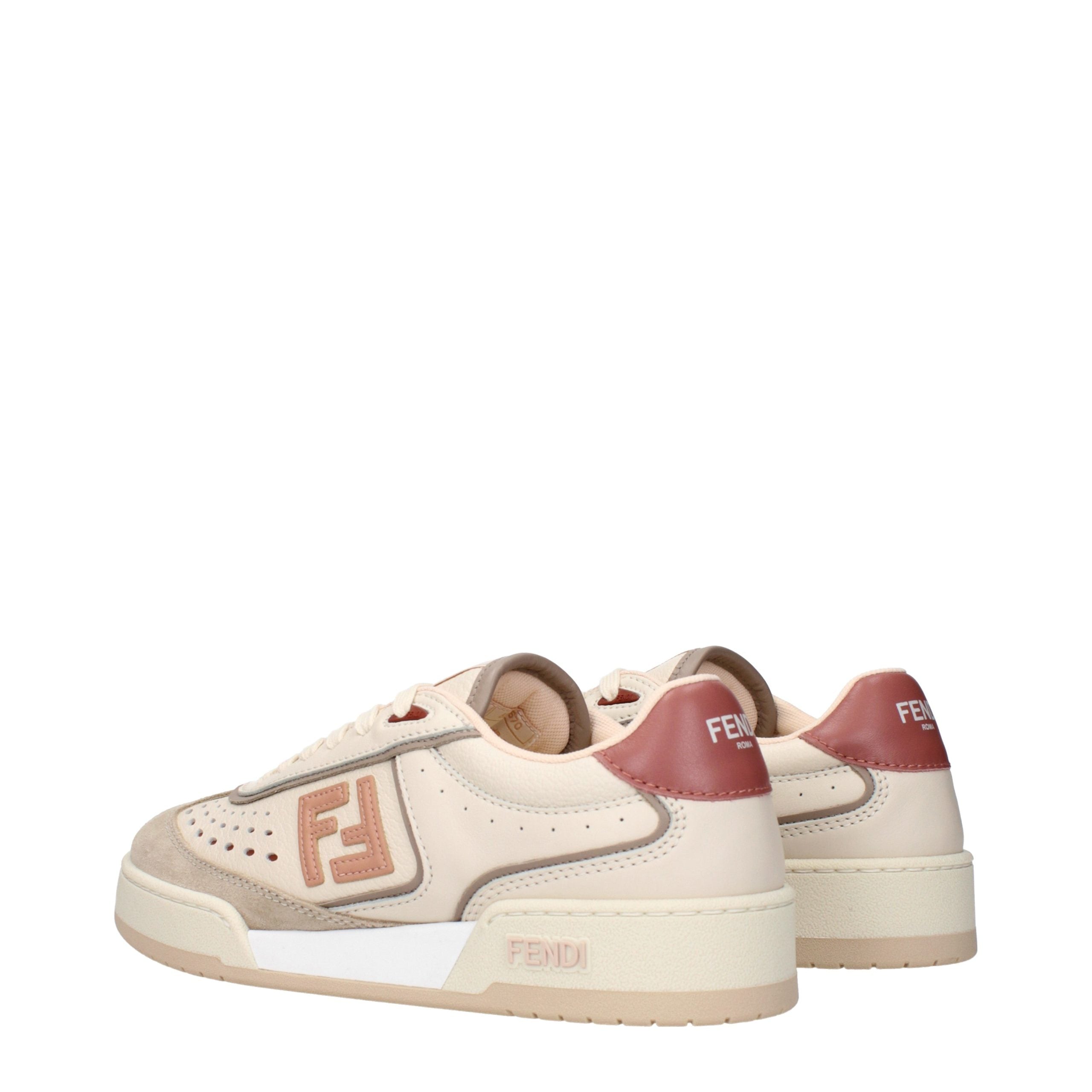 Beige Leather Low Top Sneakers