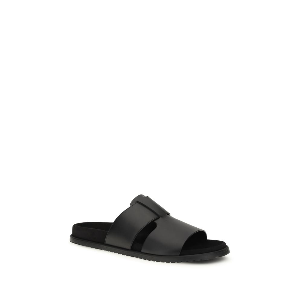 Black Calf Leather Bos Taurus Sandals