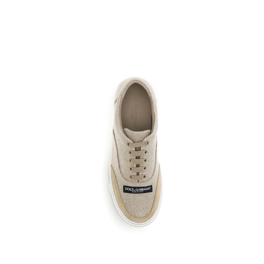 Beige Linen Low Top Sneakers