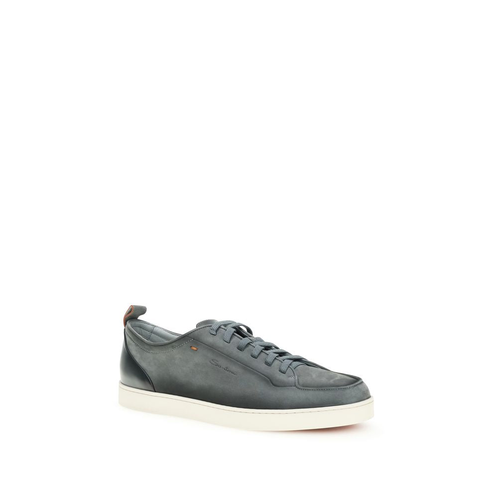 Gray Calf Leather Bos Taurus Low Top Sneakers