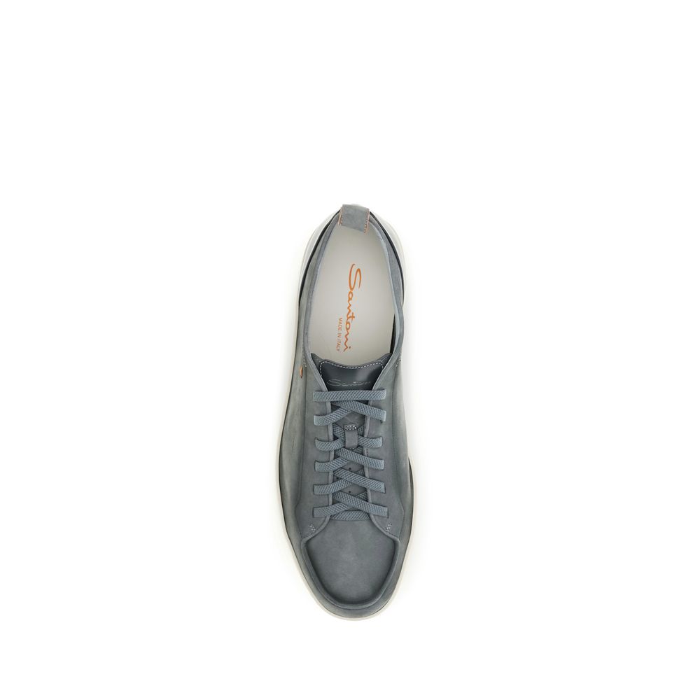 Gray Calf Leather Bos Taurus Low Top Sneakers