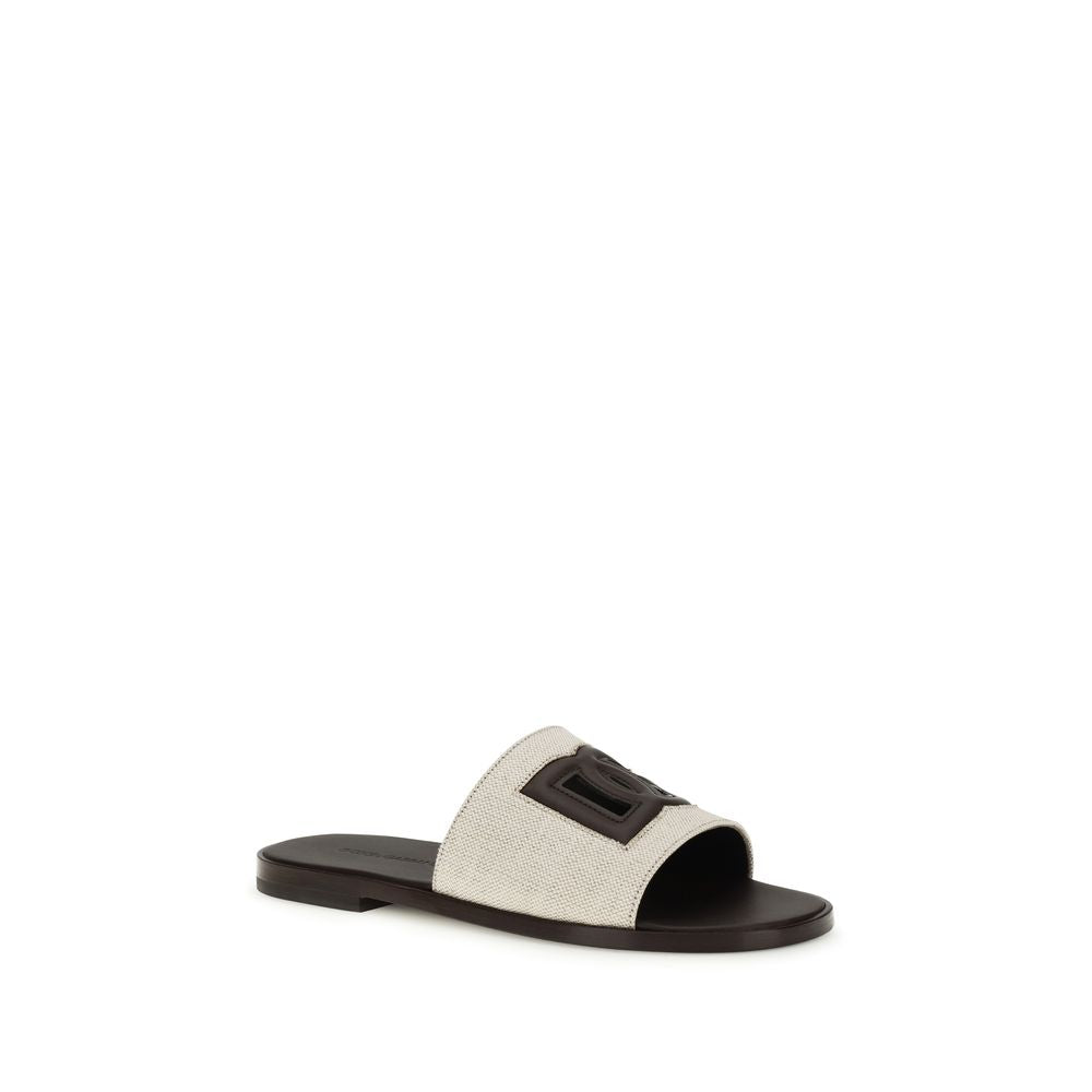 Beige Calf Leather Bos Taurus Flat Sandals