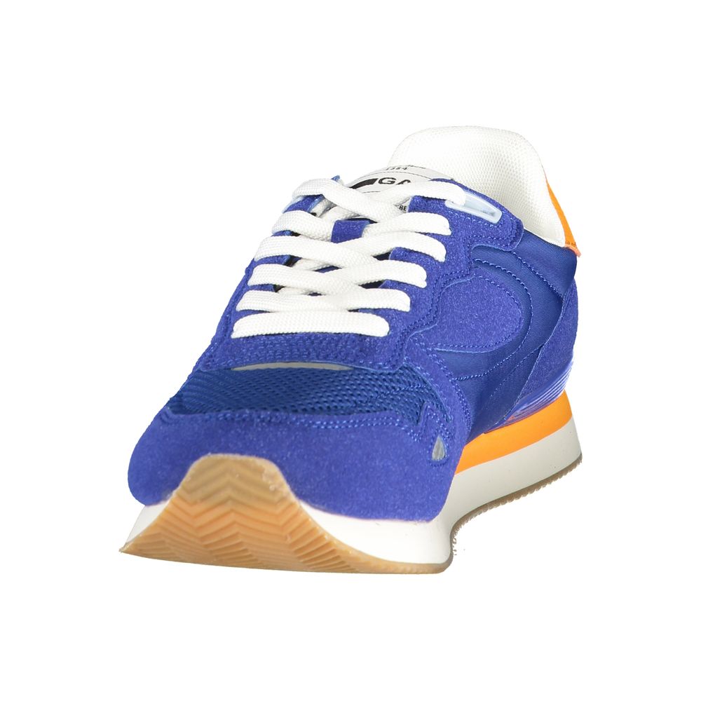 Blue Polyurethane Men Sneaker