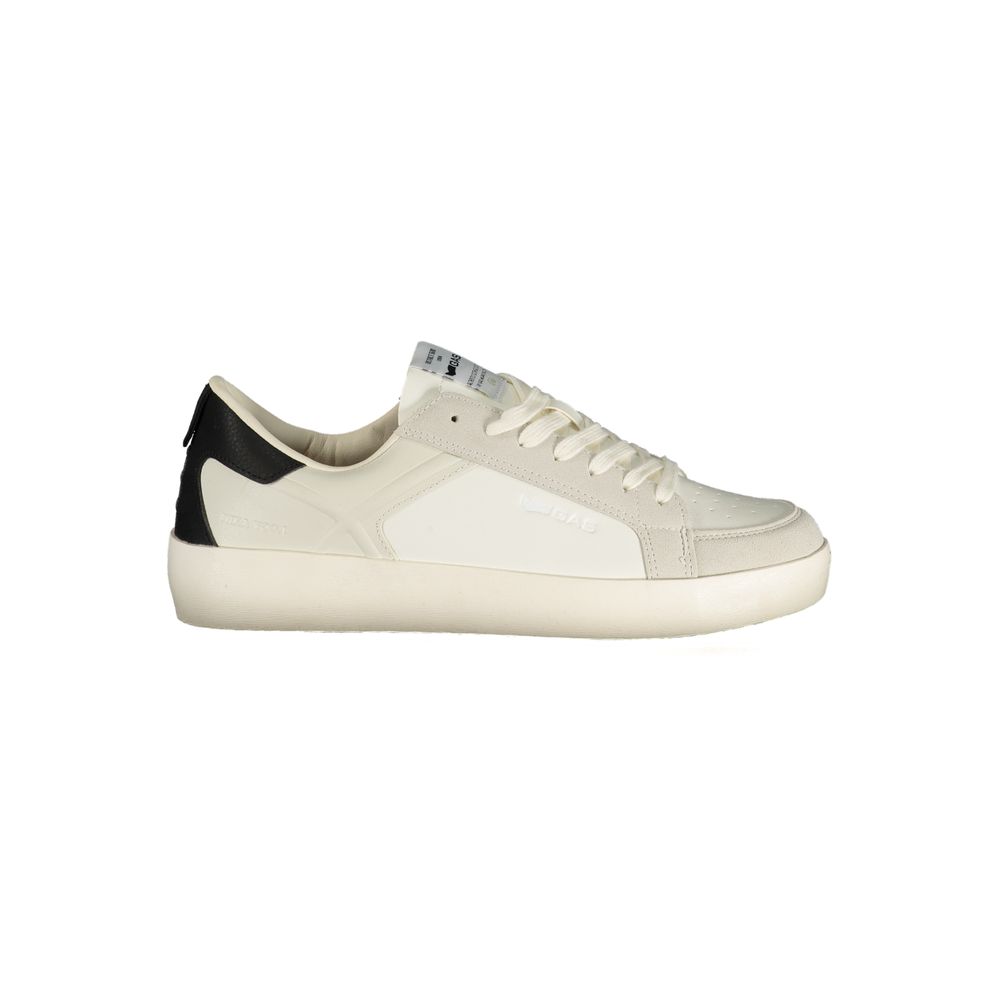 White Polyester Athletic Sneakers