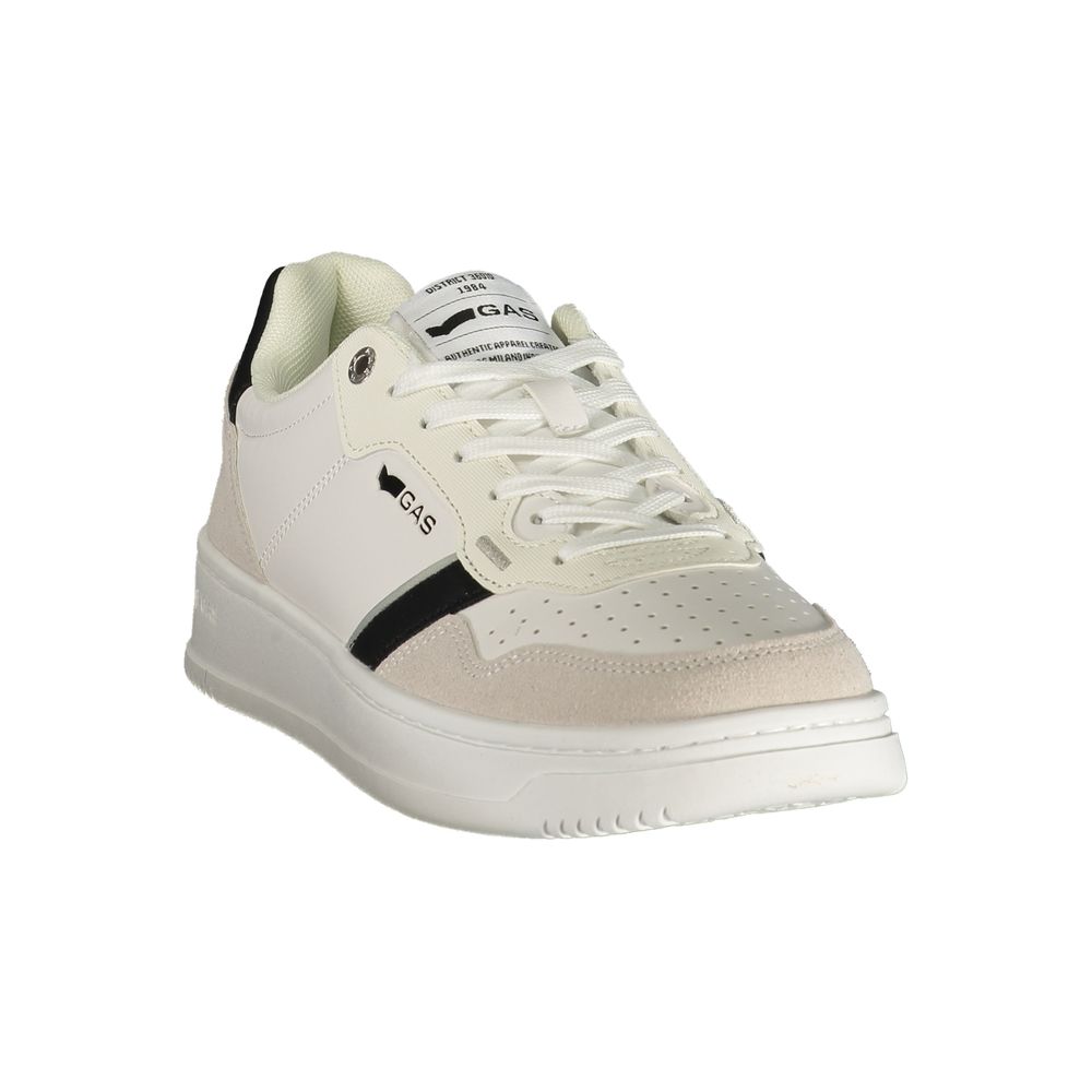 White Polyester Athletic Sneakers