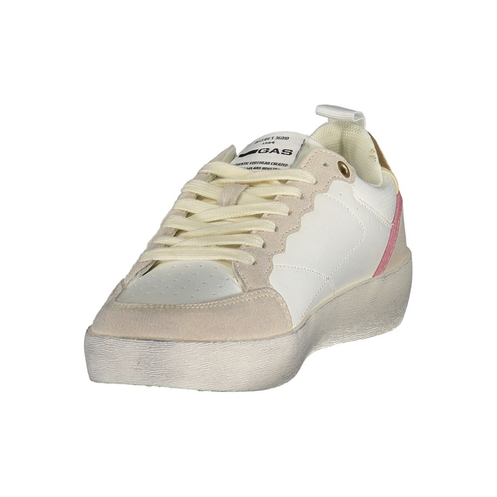 White Polyester Athletic Sneakers