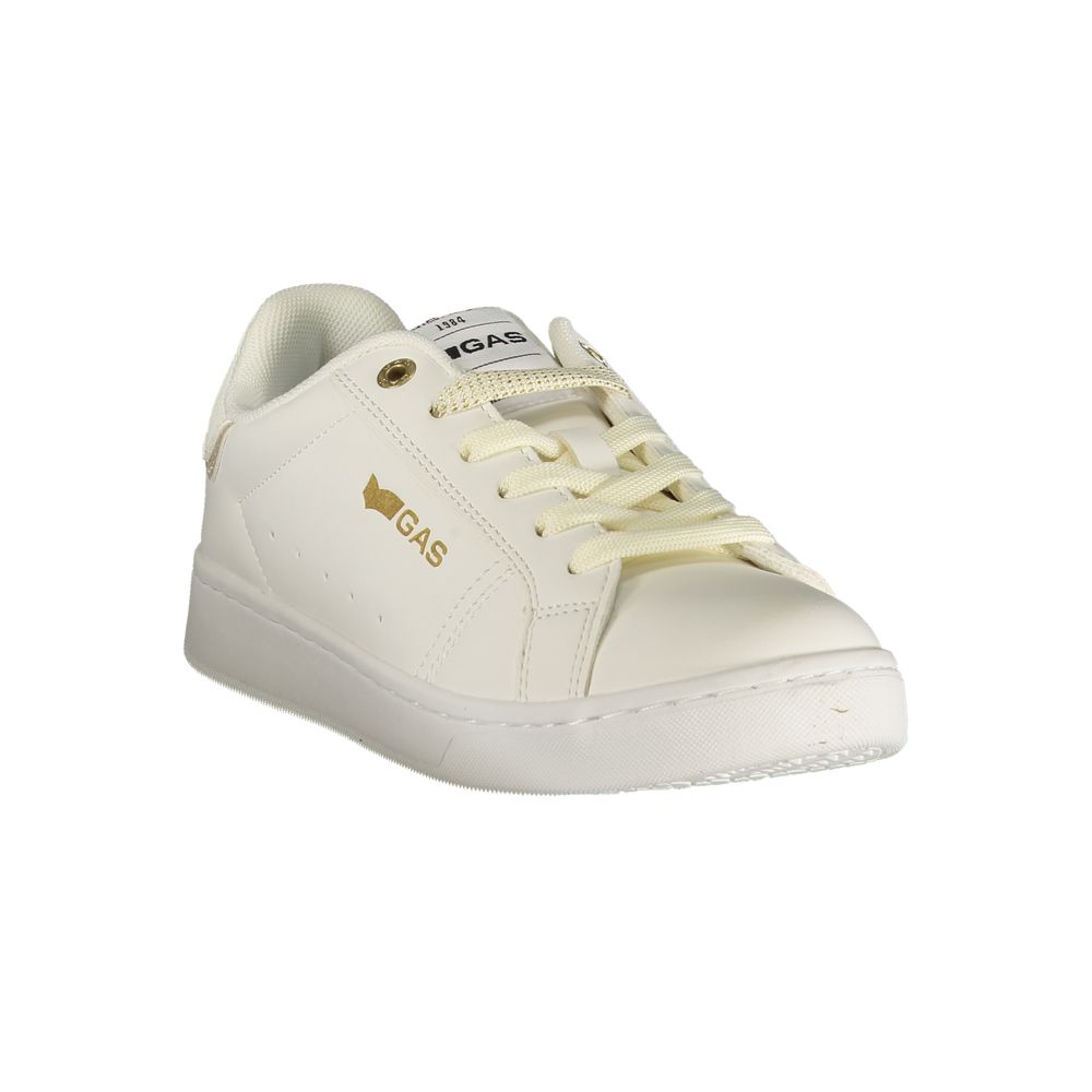 White Polyester Athletic Sneakers