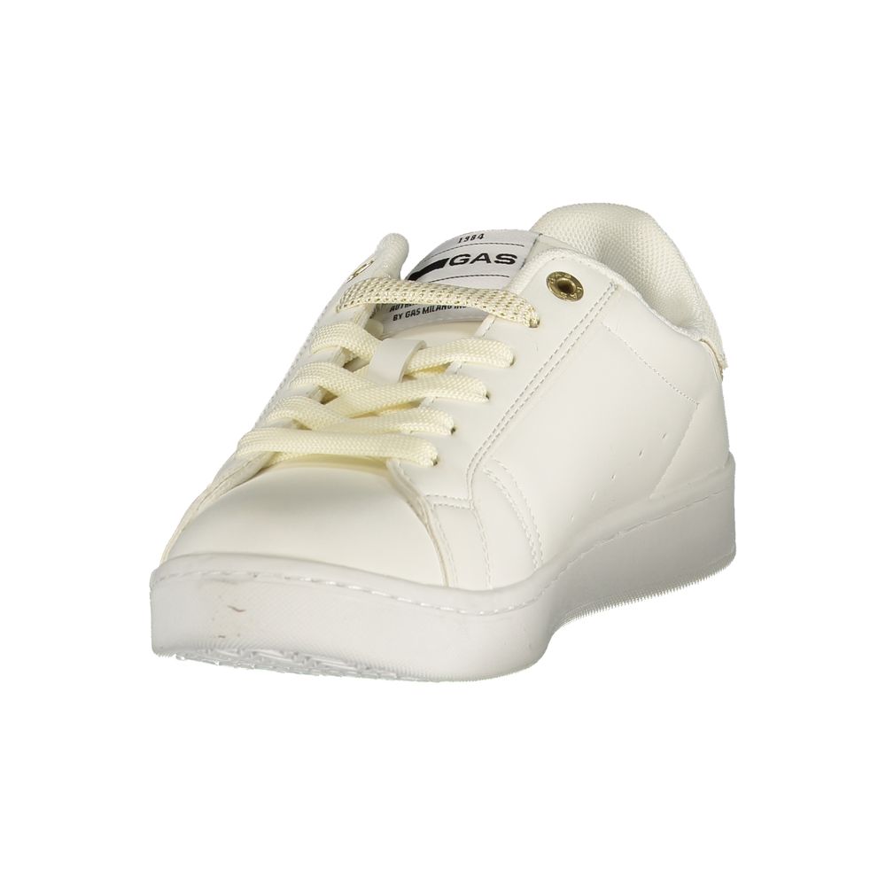 White Polyester Athletic Sneakers