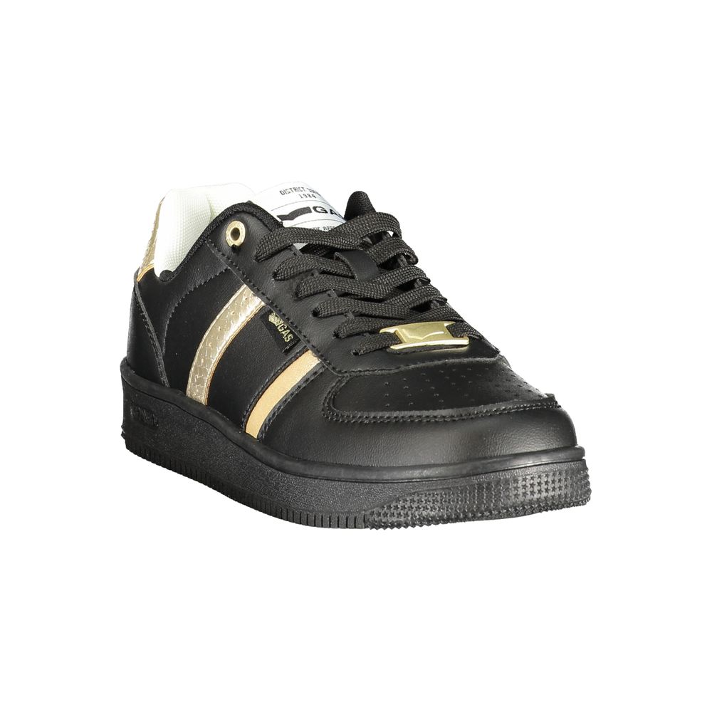 Black Polyester Athletic Sneakers