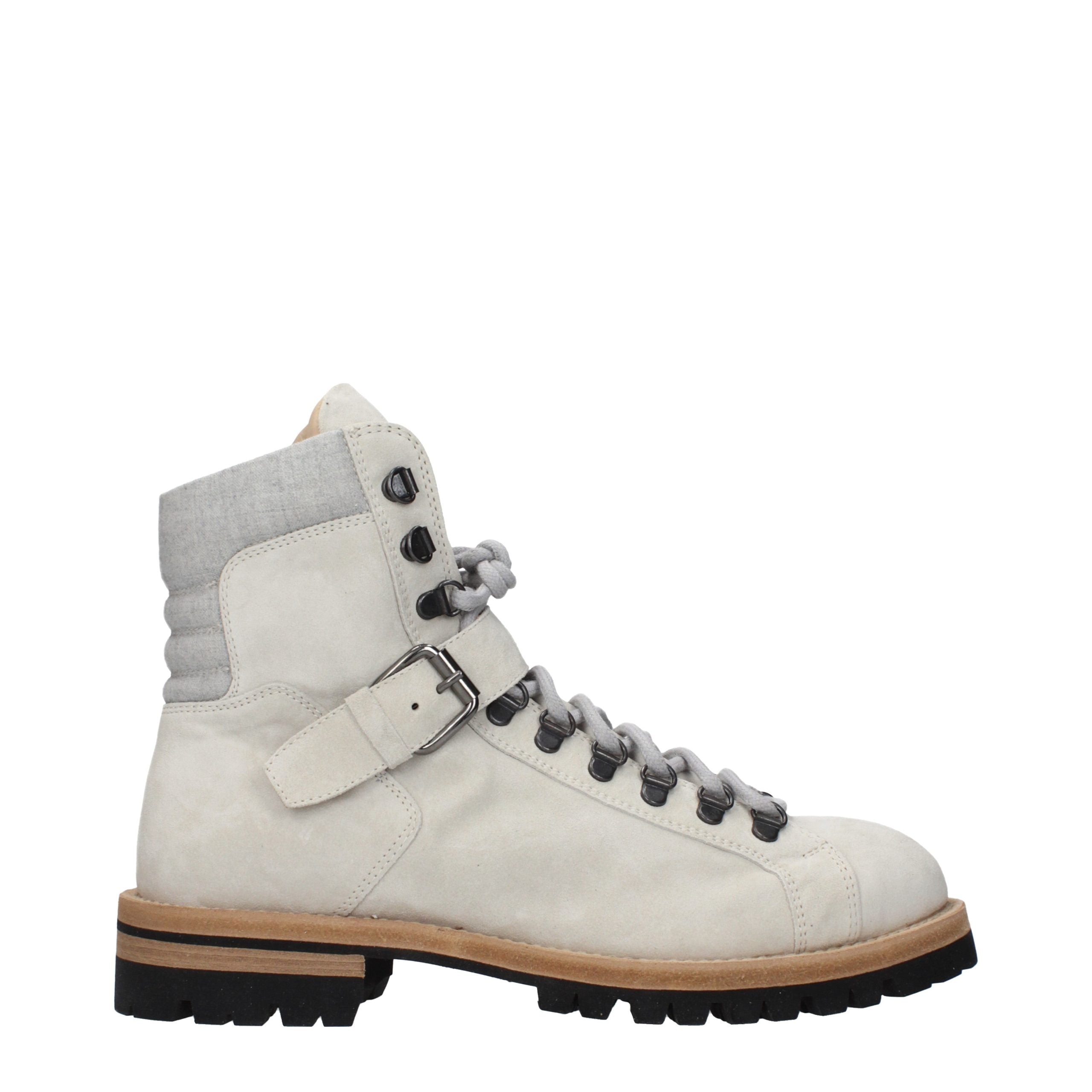 Gray Leather Ankle Boots