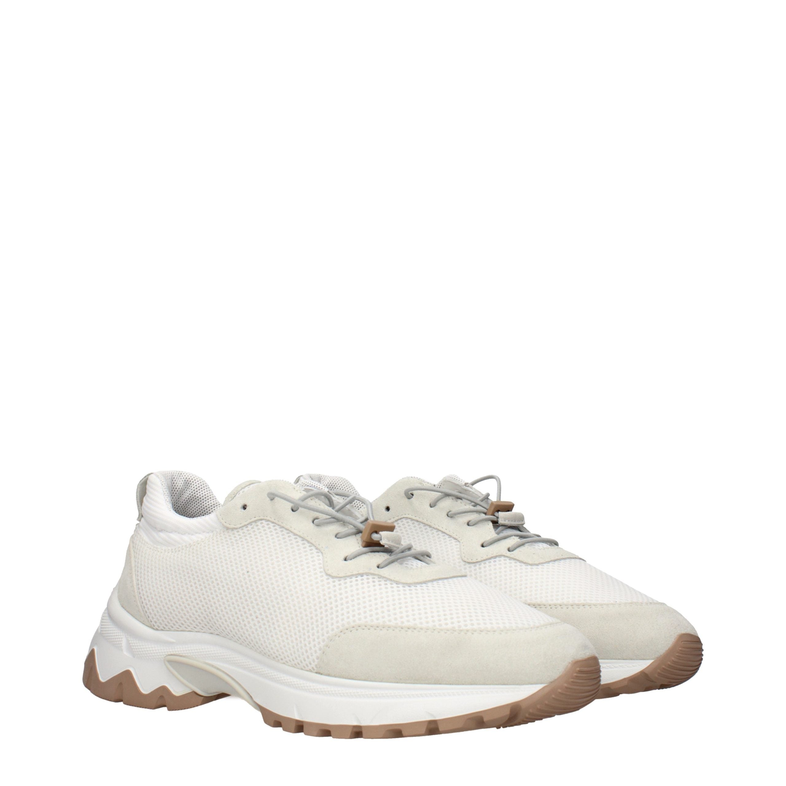 White Fabric Low Top Sneakers