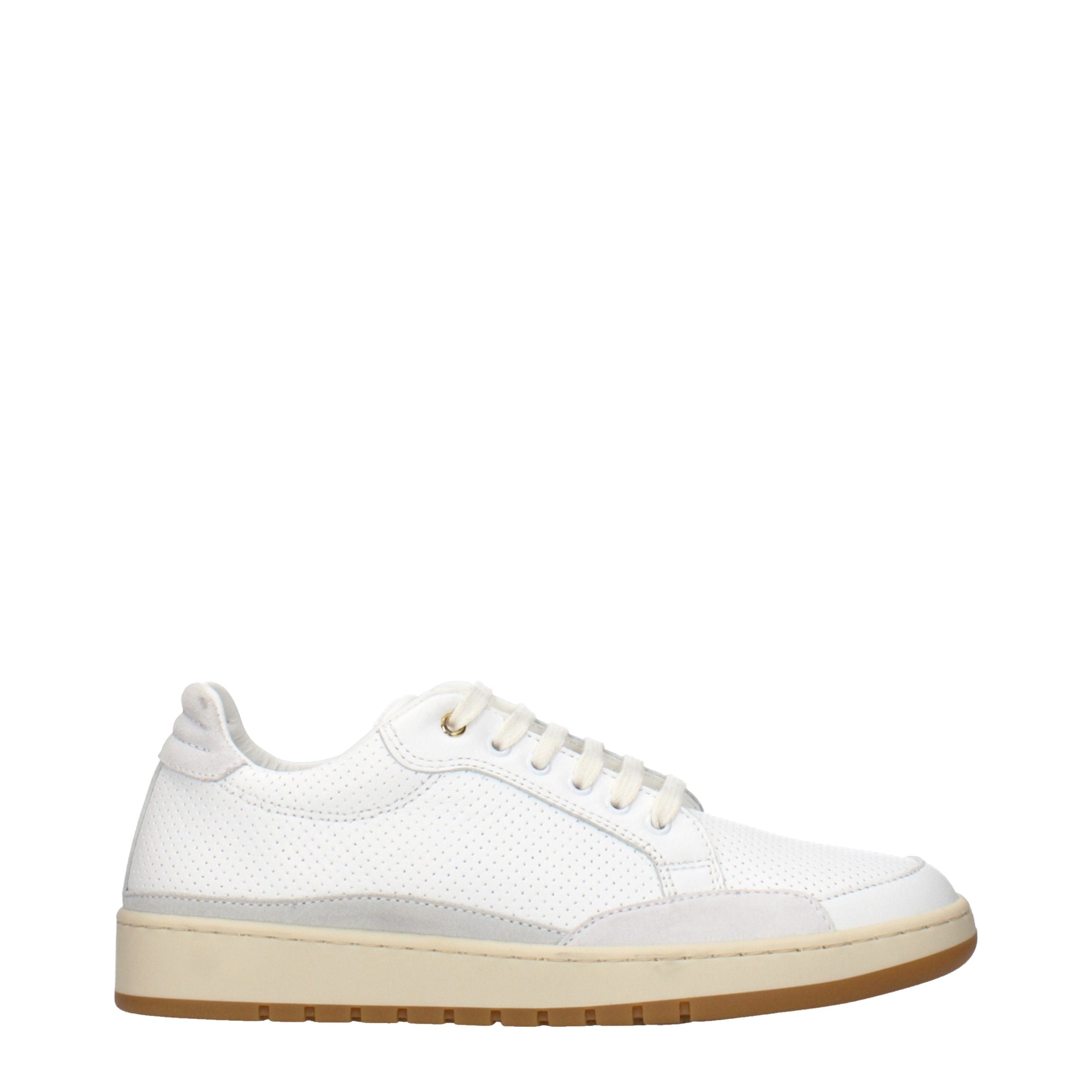 White Leather Low Top Sneakers