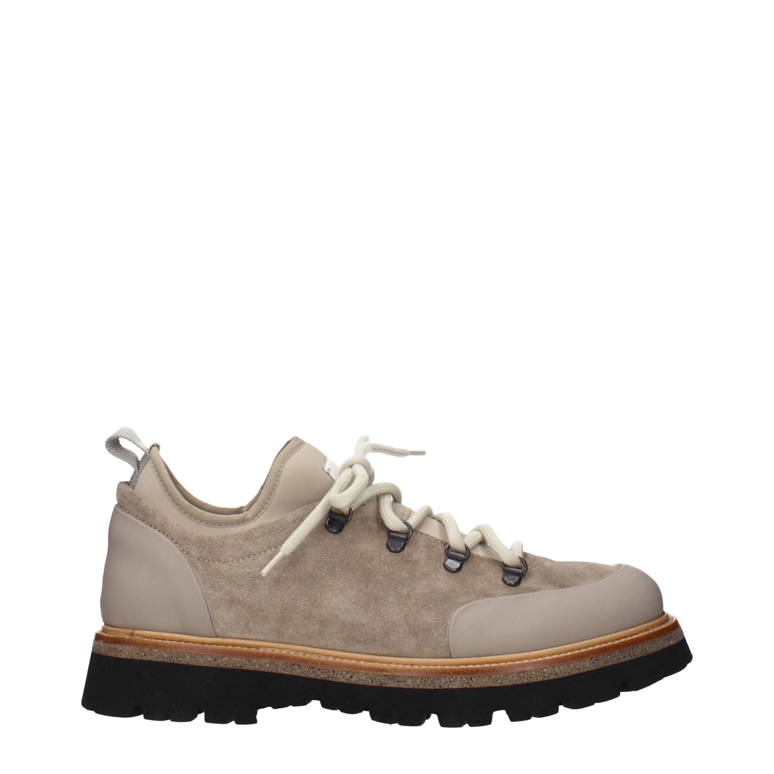 Beige Leather Low Top Sneakers