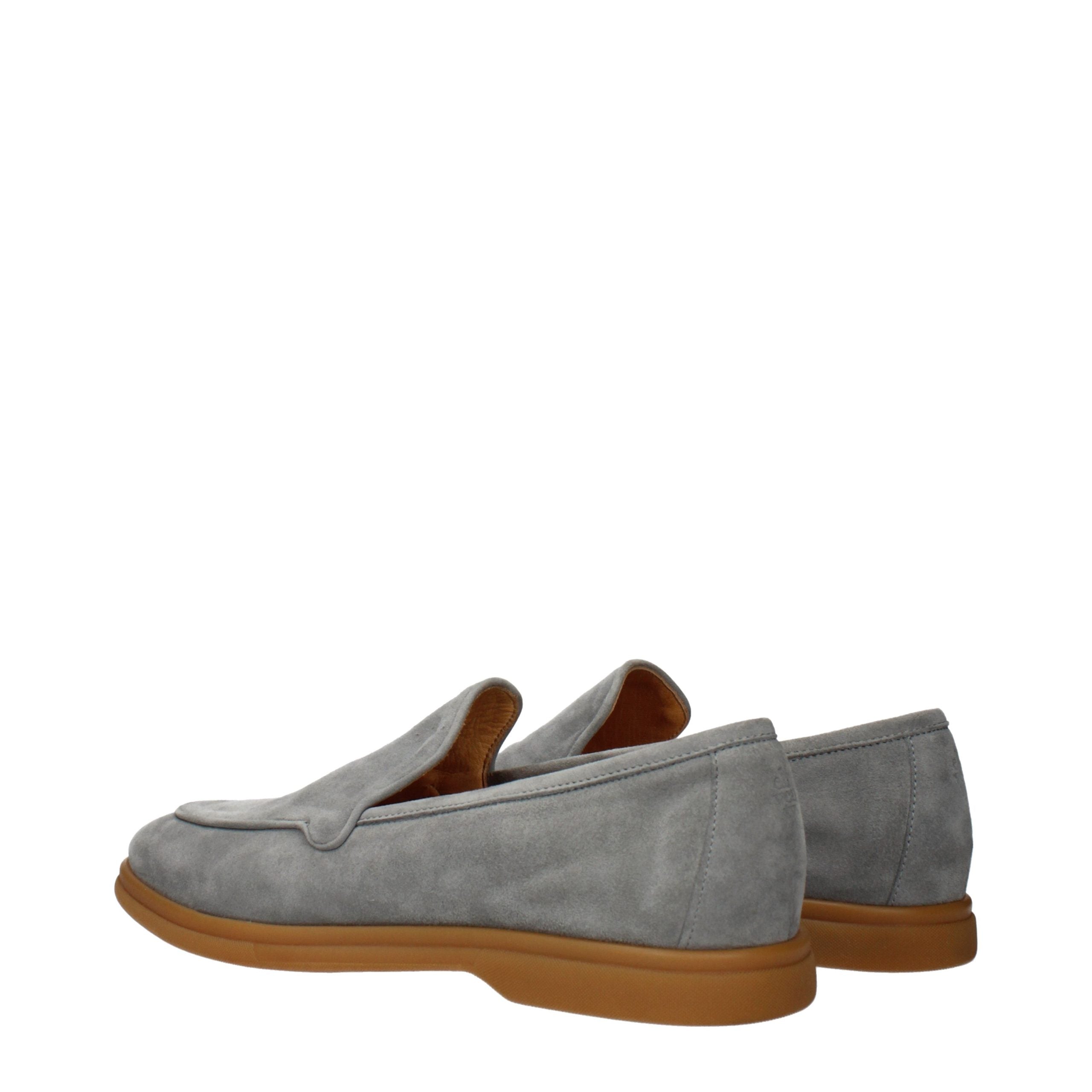 Gray Leather Slip-On Loafers