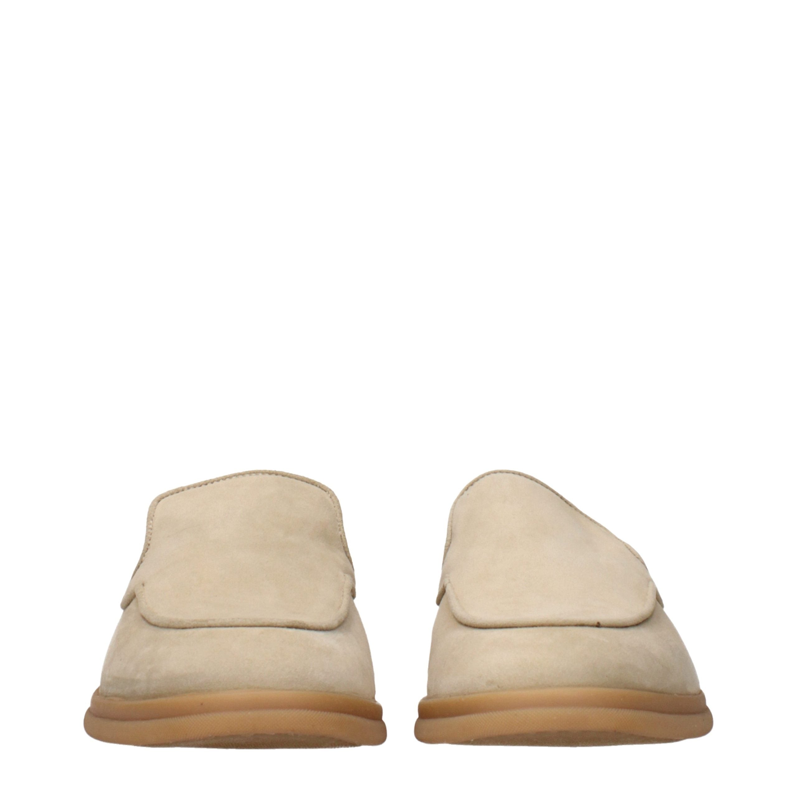 Beige Leather Slip-On Loafers