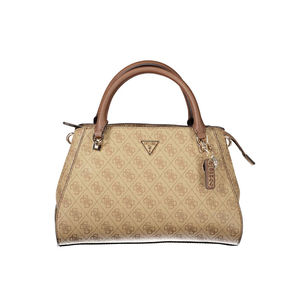 Beige Polyurethane Women Handbag