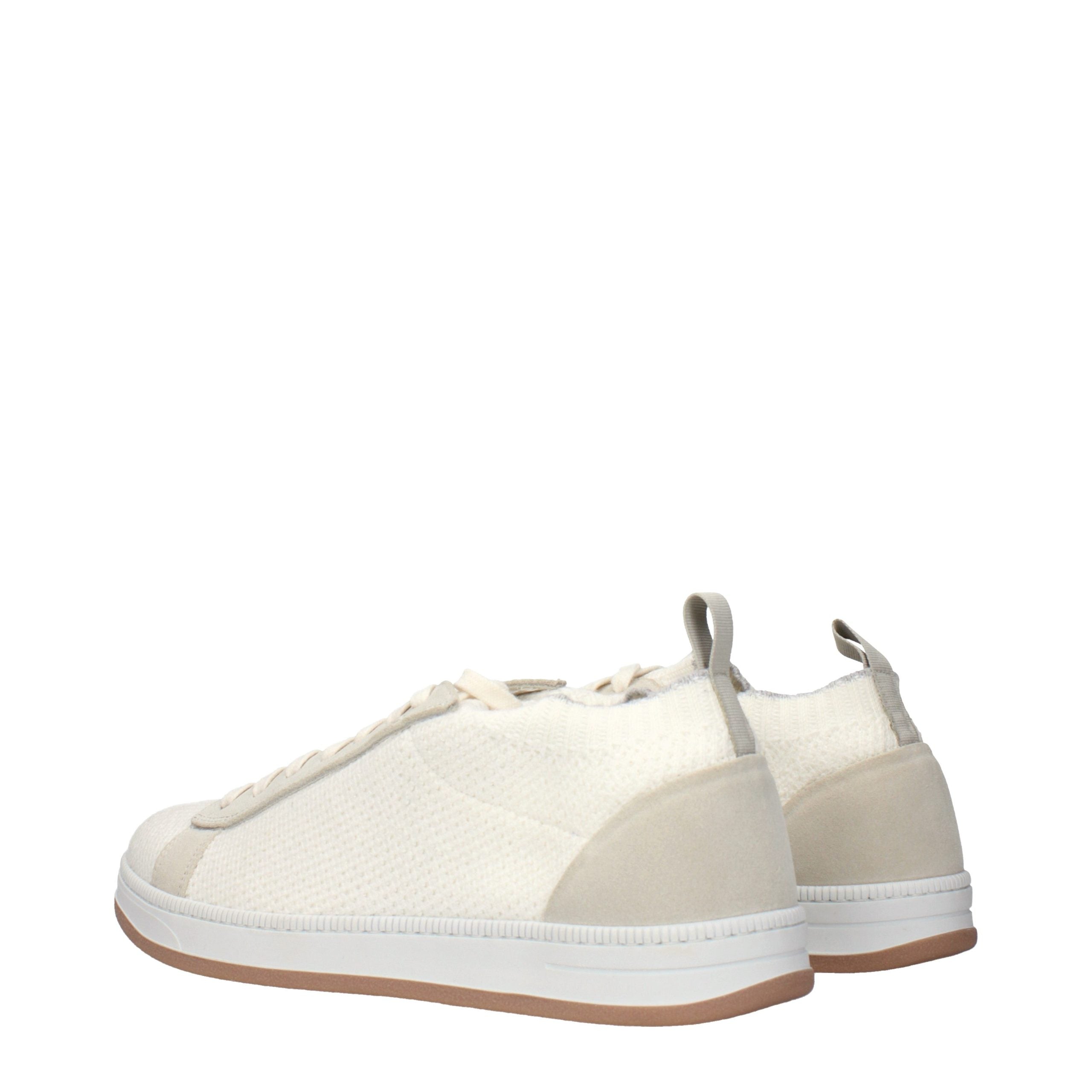 White Fabric Low Top Sneakers