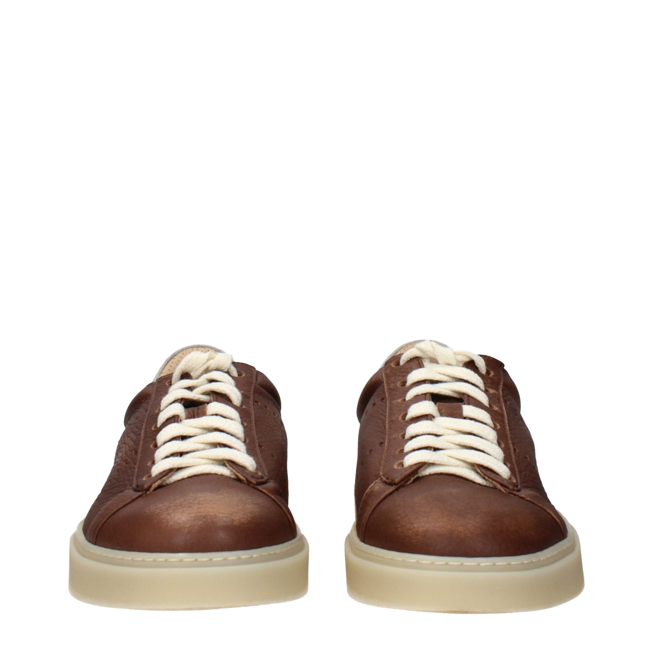 Brown Leather Low Top Sneakers