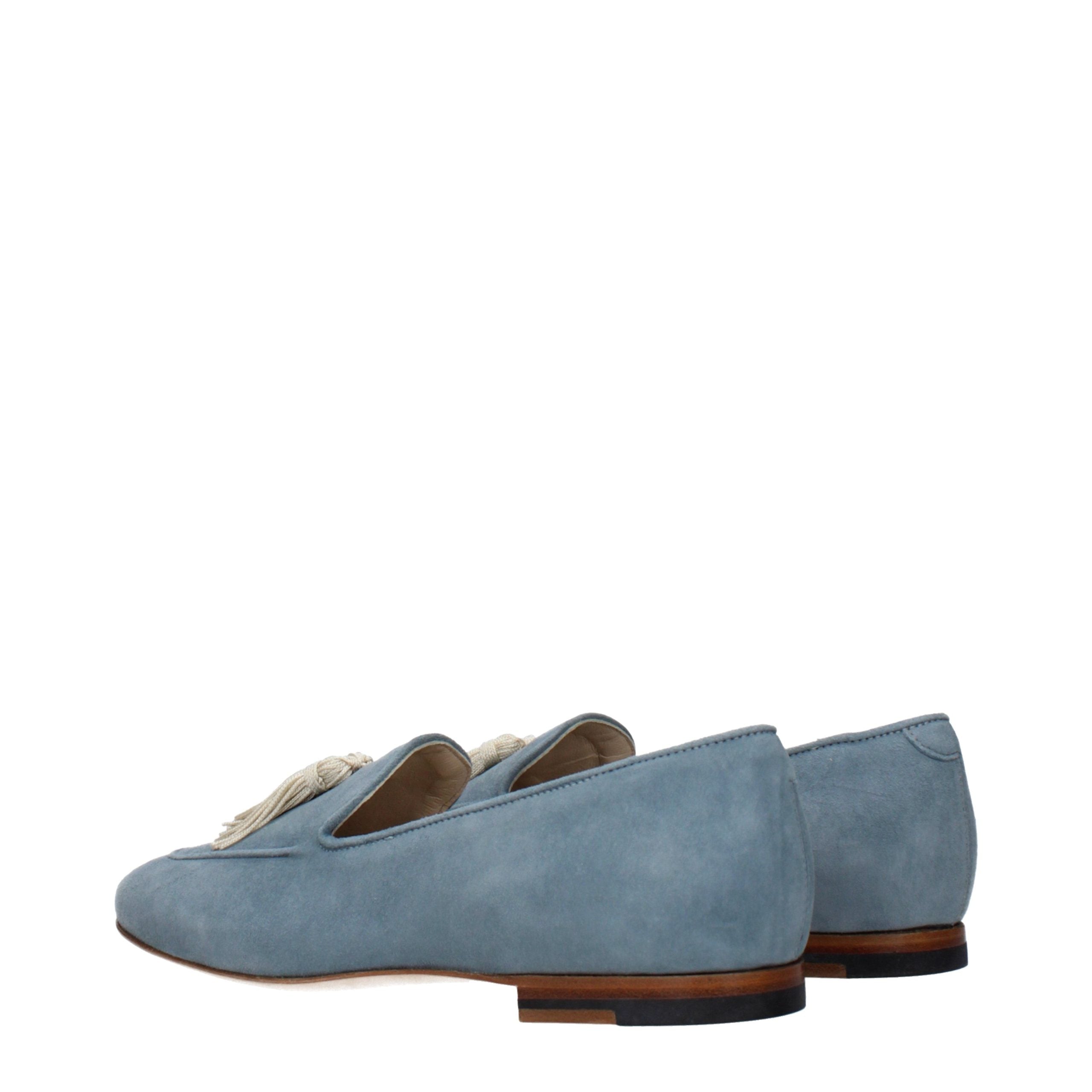Light Blue Leather Slip-On Loafers