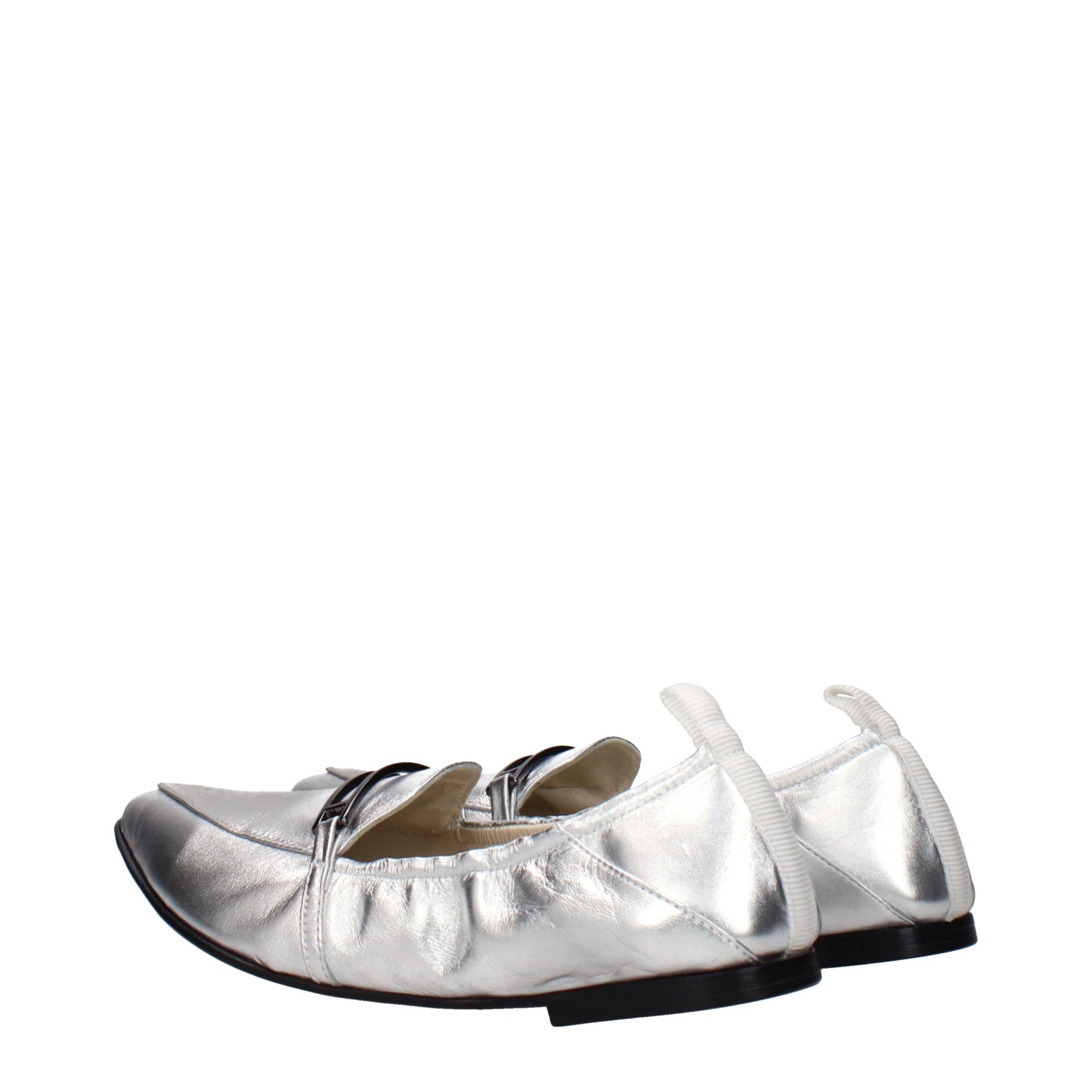 Gray Leather Slip-On Loafers