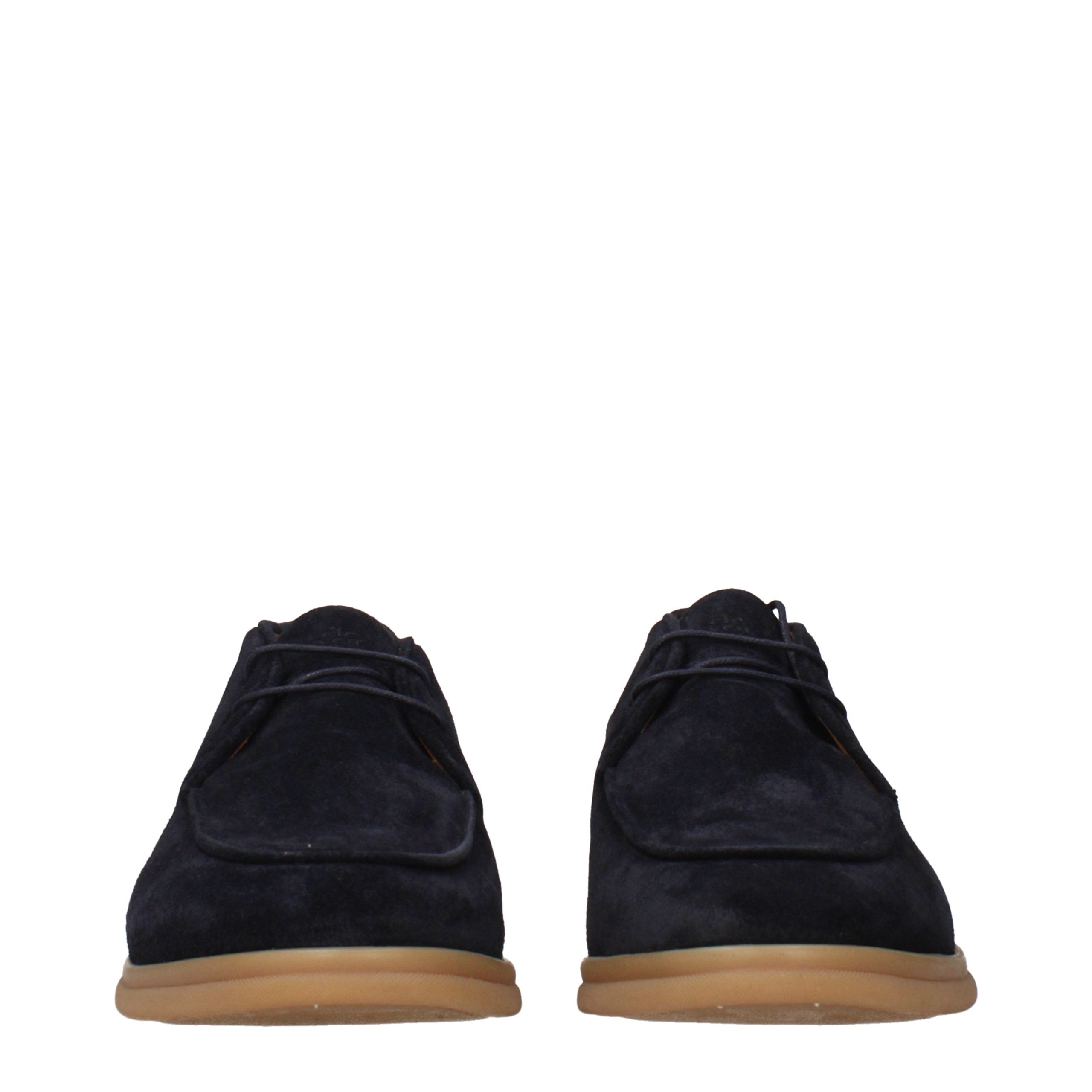 Blue Leather Oxfords And Derbies