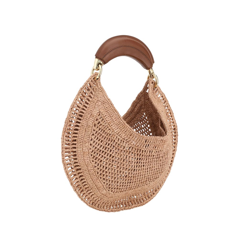Beige Raffia Shoulder Bag