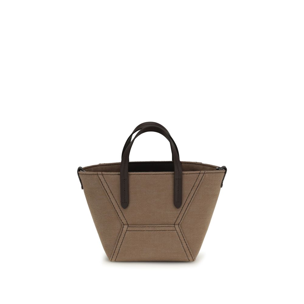 Beige Fabric Handbag