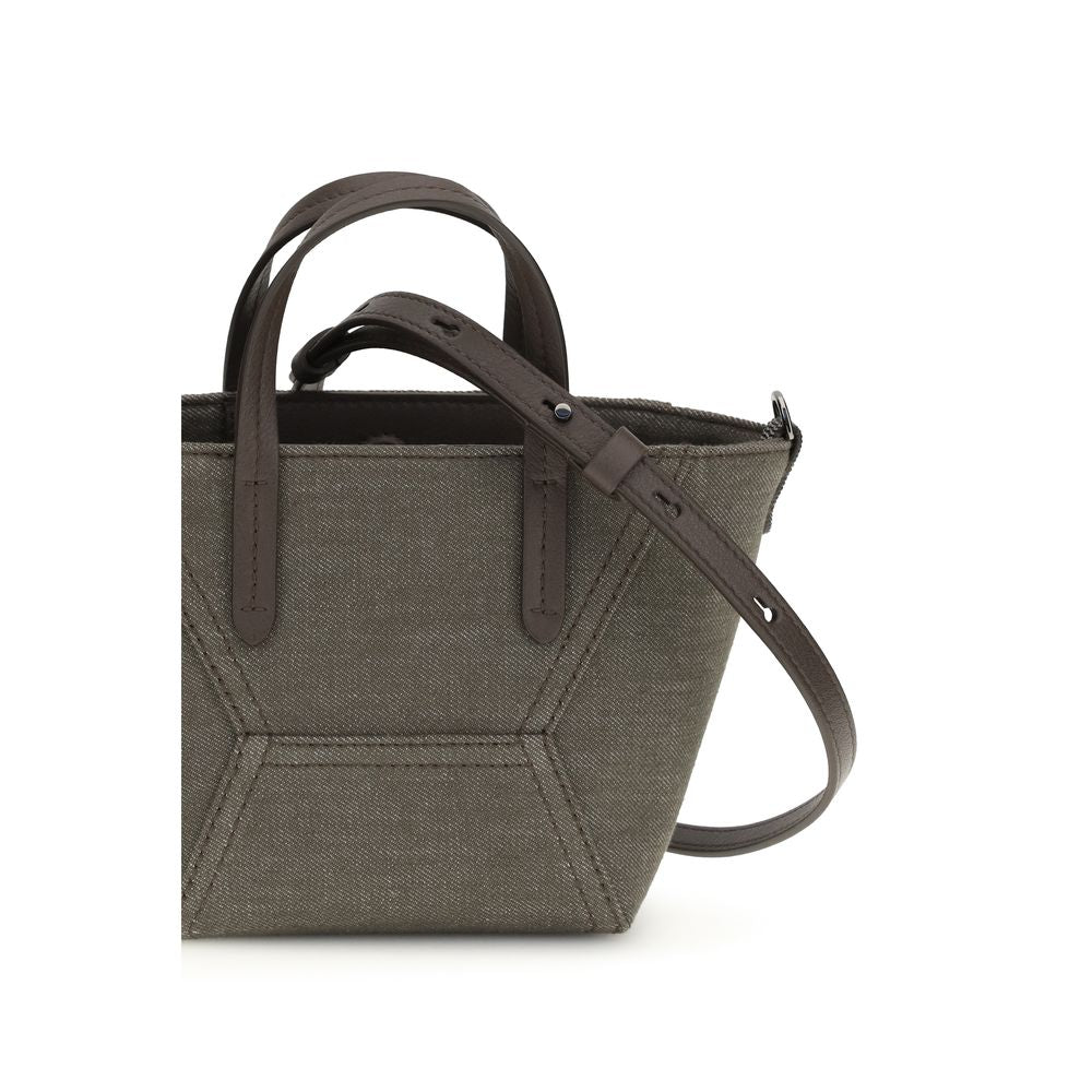 Bicolor Fabric Handbag