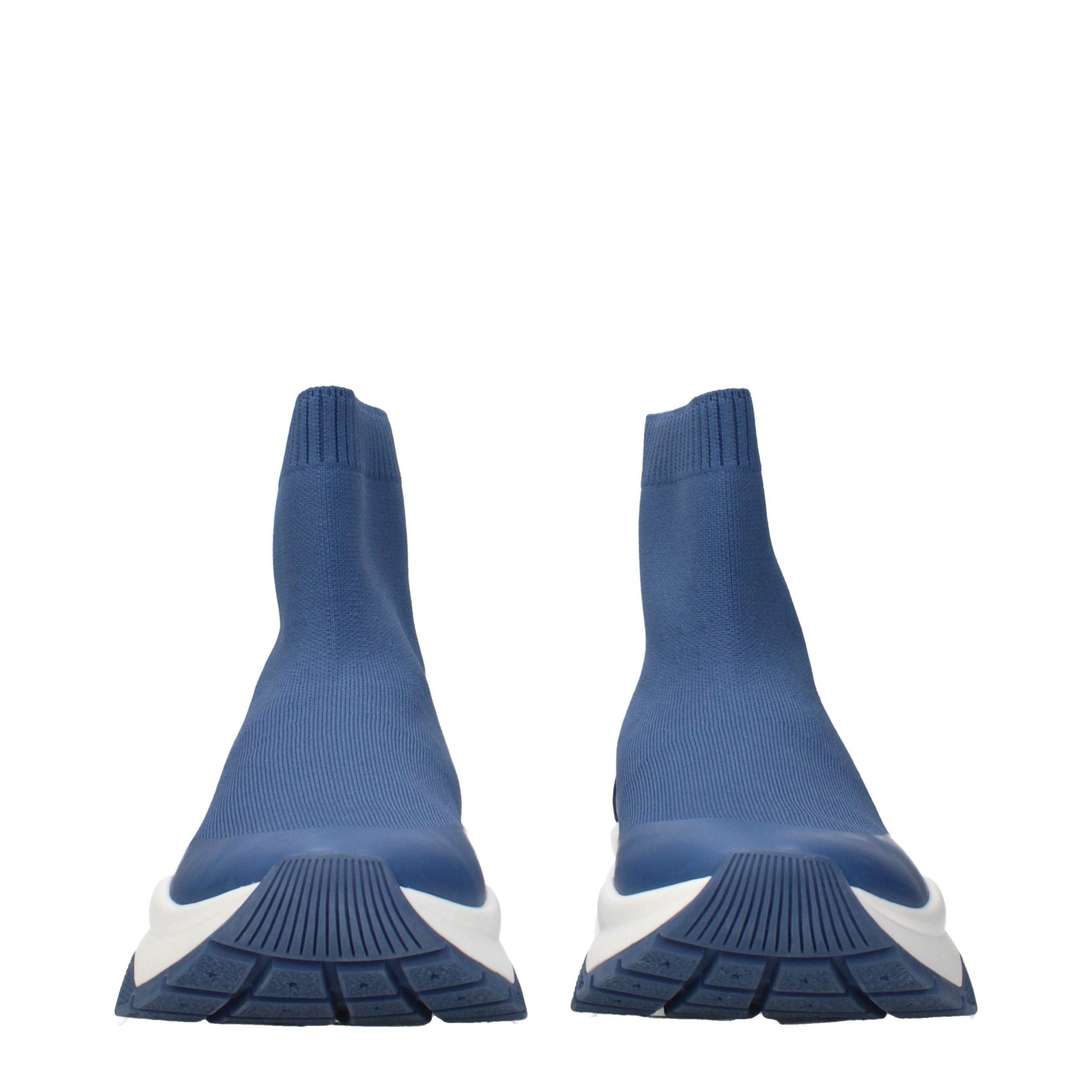 Blue Fabric Ankle Boots