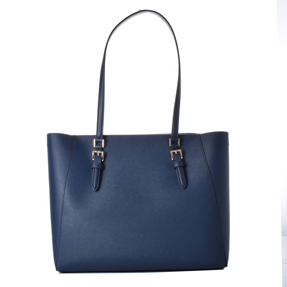Blue Leather Tote Bag