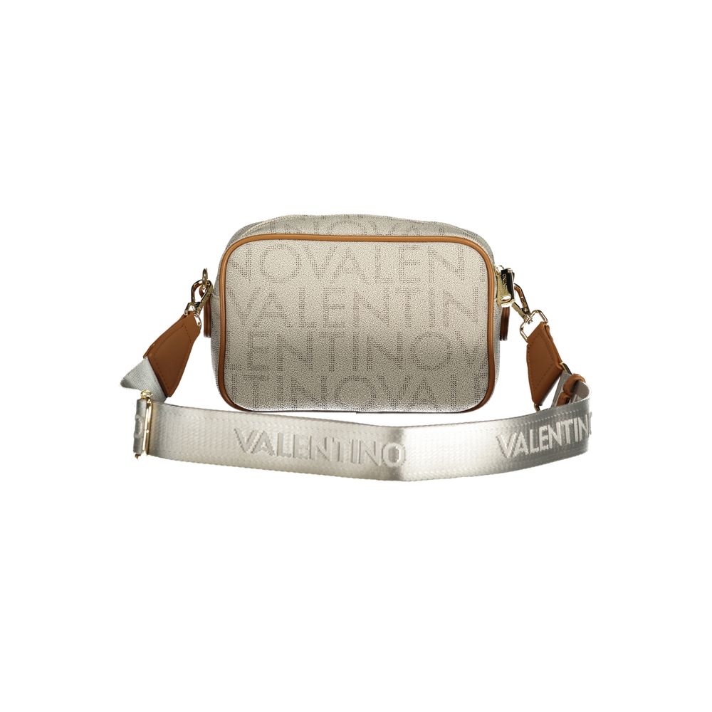 Beige Polyurethane Womens Bag with Adjustable Removable Strap