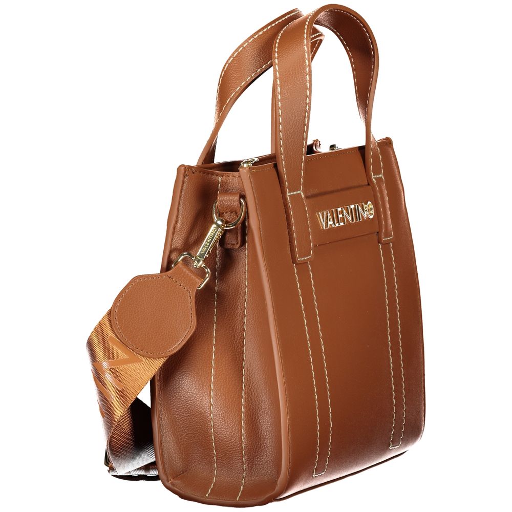 Brown Polyurethane Women Bag with Adjustable Straps