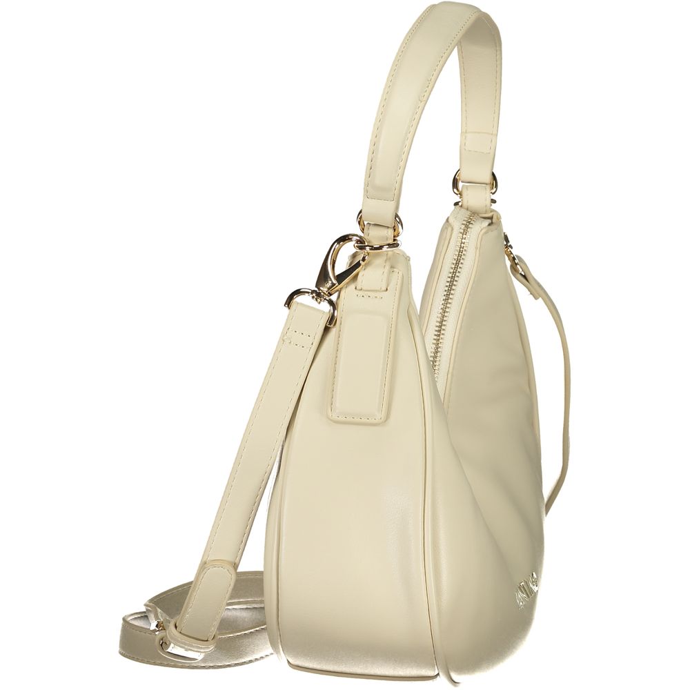 Beige Polyurethane Women Shoulder Bag with Adjustable Strap