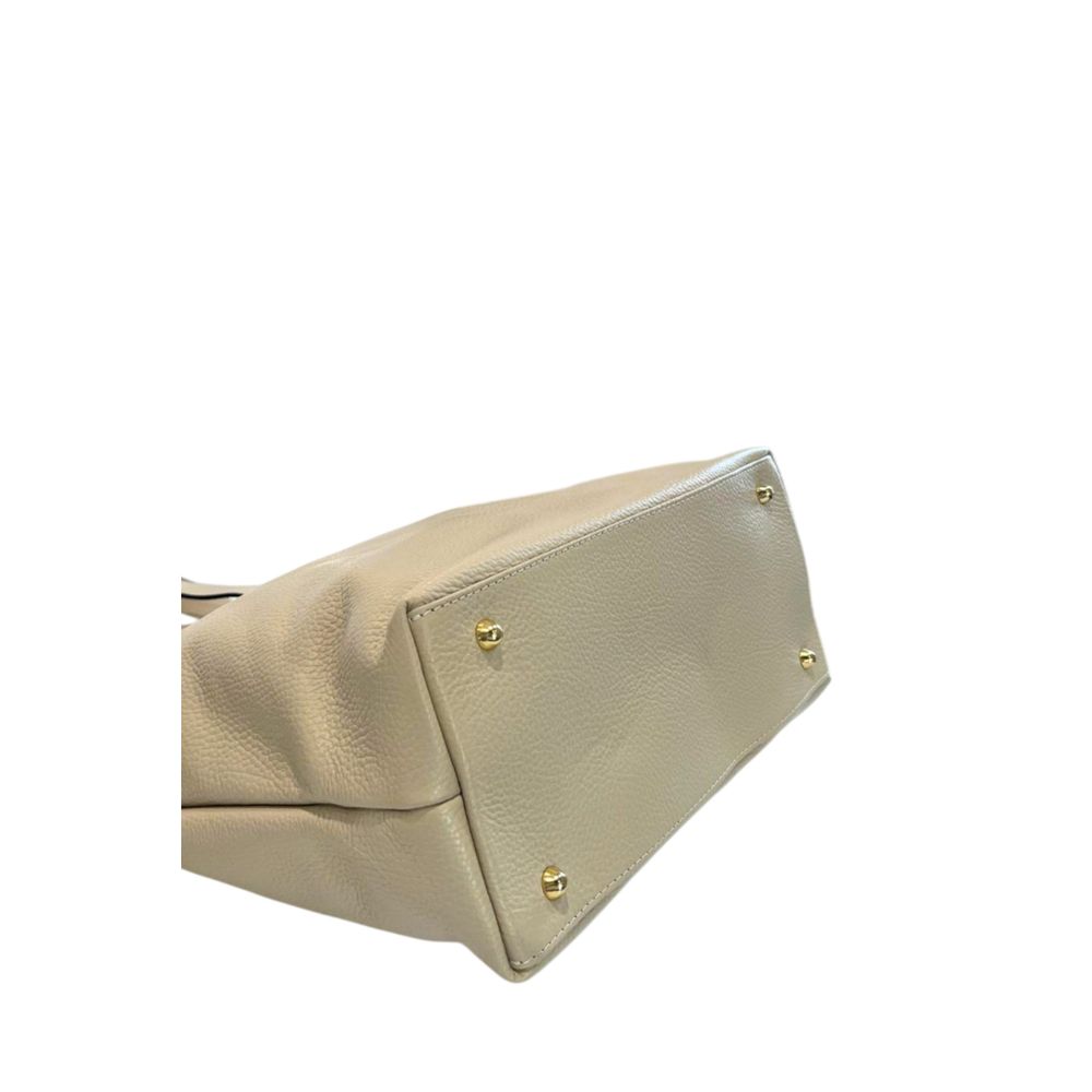 Beige Cowhide Clutch Bag