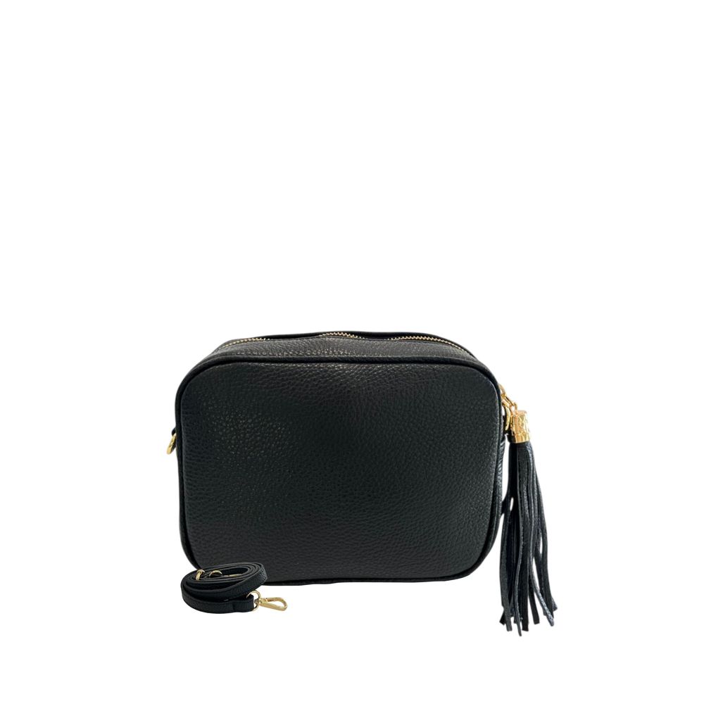 Černá crossbody kabelka z hovězí kůže