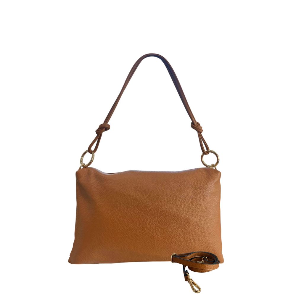 Hnědá kožená clutch kabelka