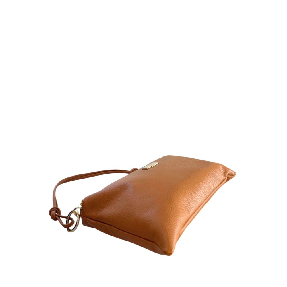 Hnědá kožená clutch kabelka