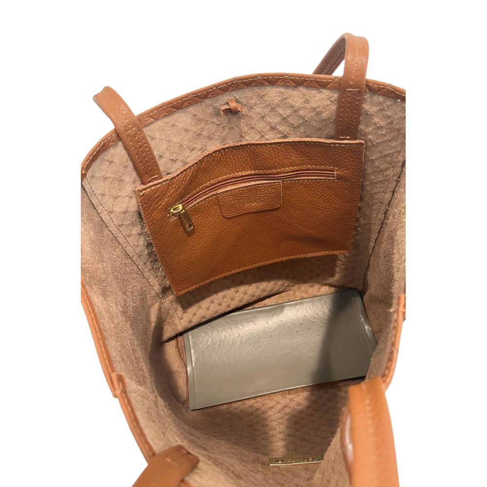 Hnědá kožená clutch kabelka