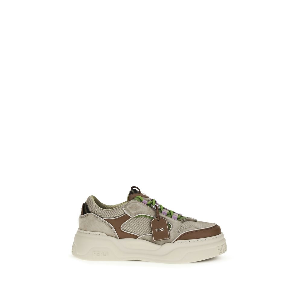 Brown Cotton Chunky Sneakers