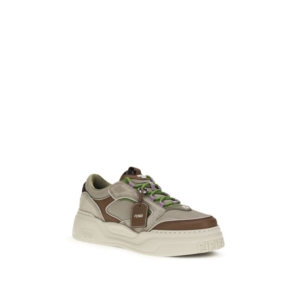 Brown Cotton Chunky Sneakers
