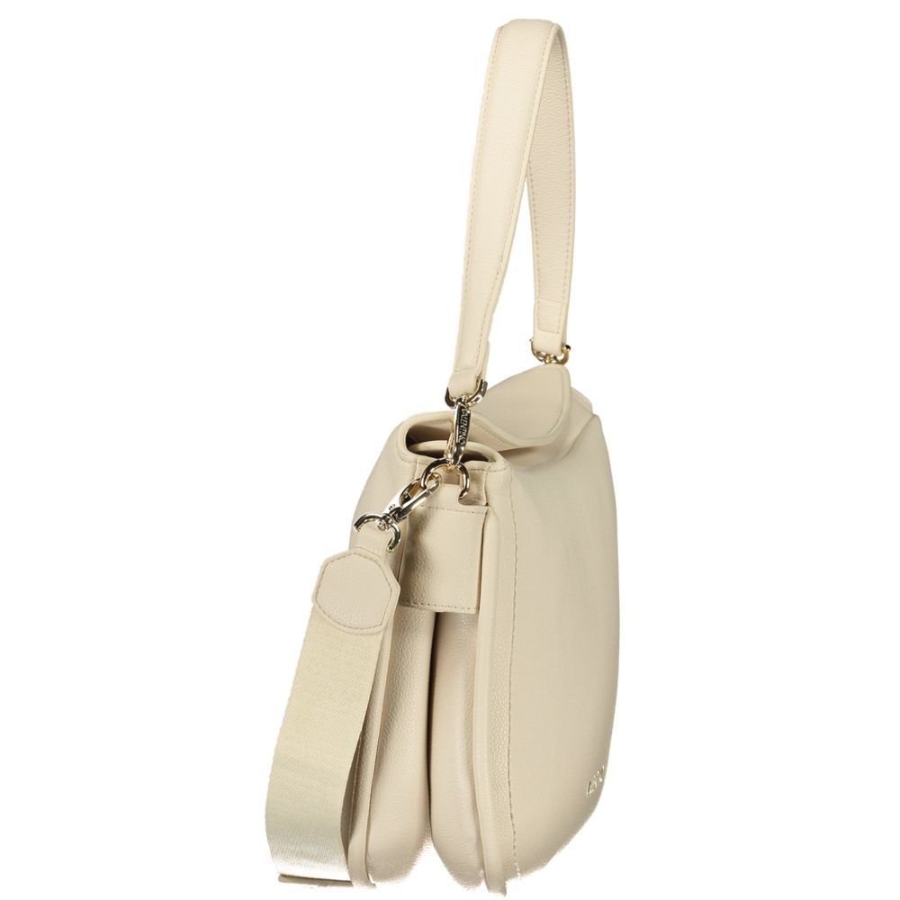 Beige Polyurethane Women's Bag with Removable Shoulder Strap