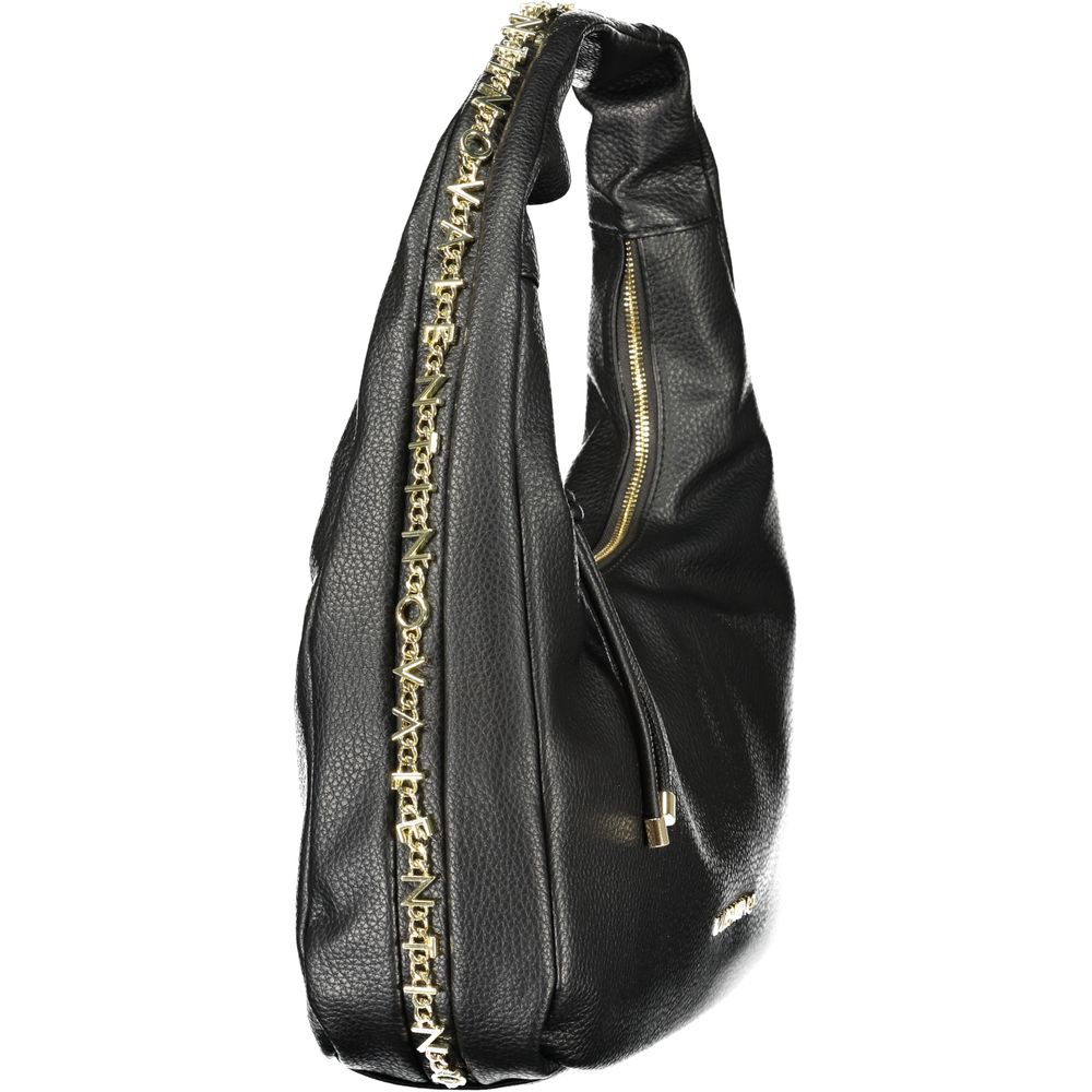 Black Polyurethane Women's Shoulder Bag