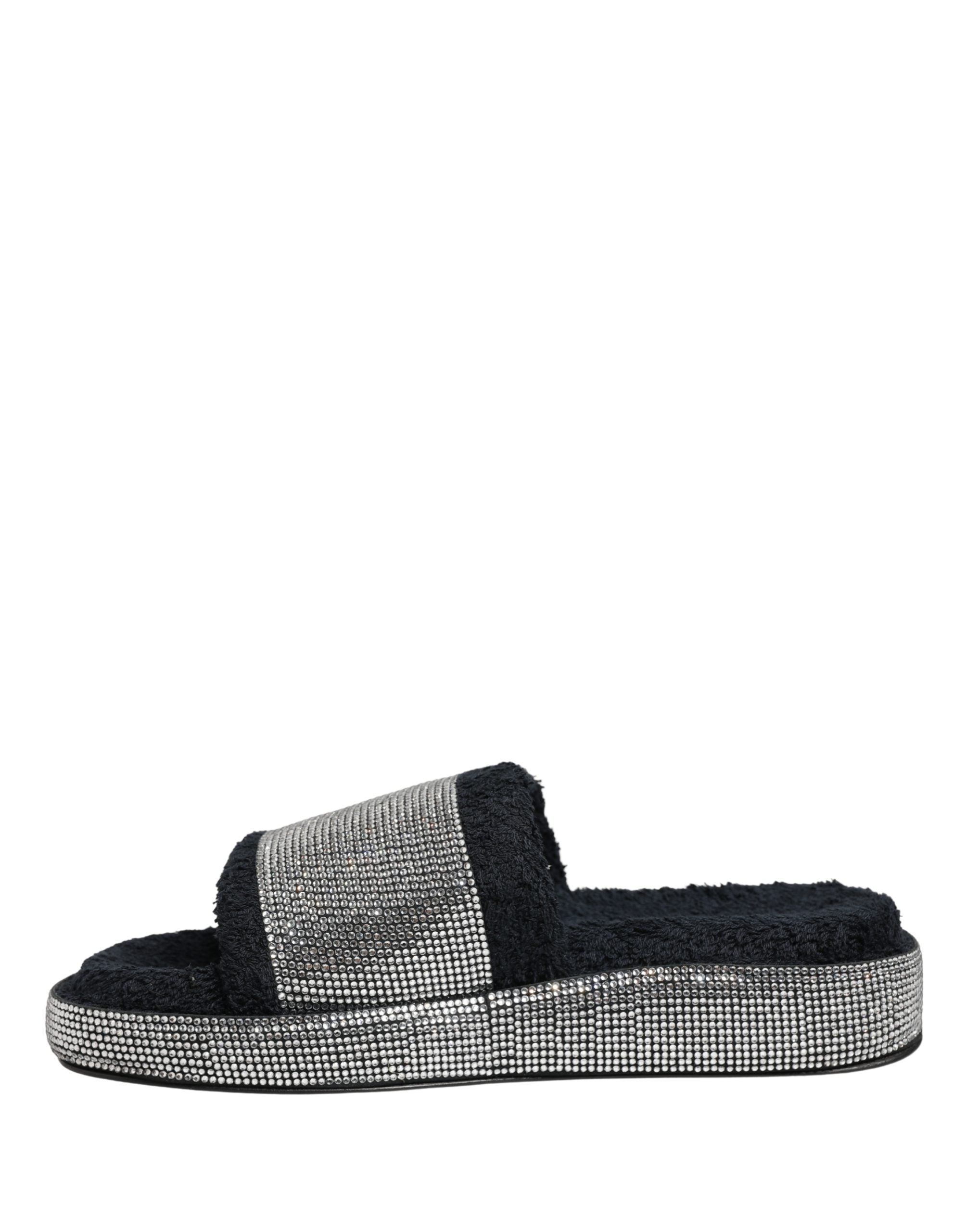 Černé nazouváky na platformě se zdobením Black Crystal