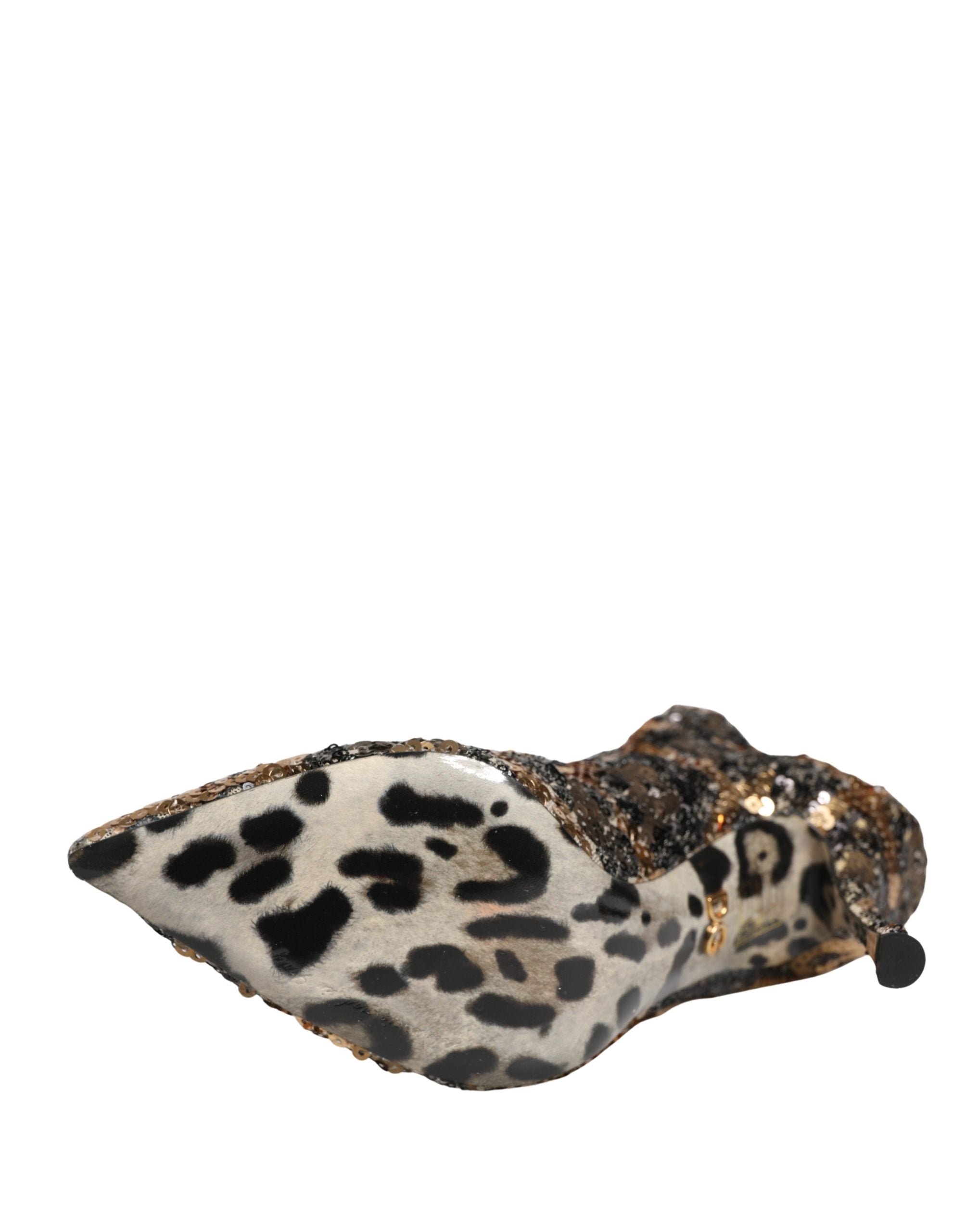 Zlaté leopardí flitrované kotníkové boty