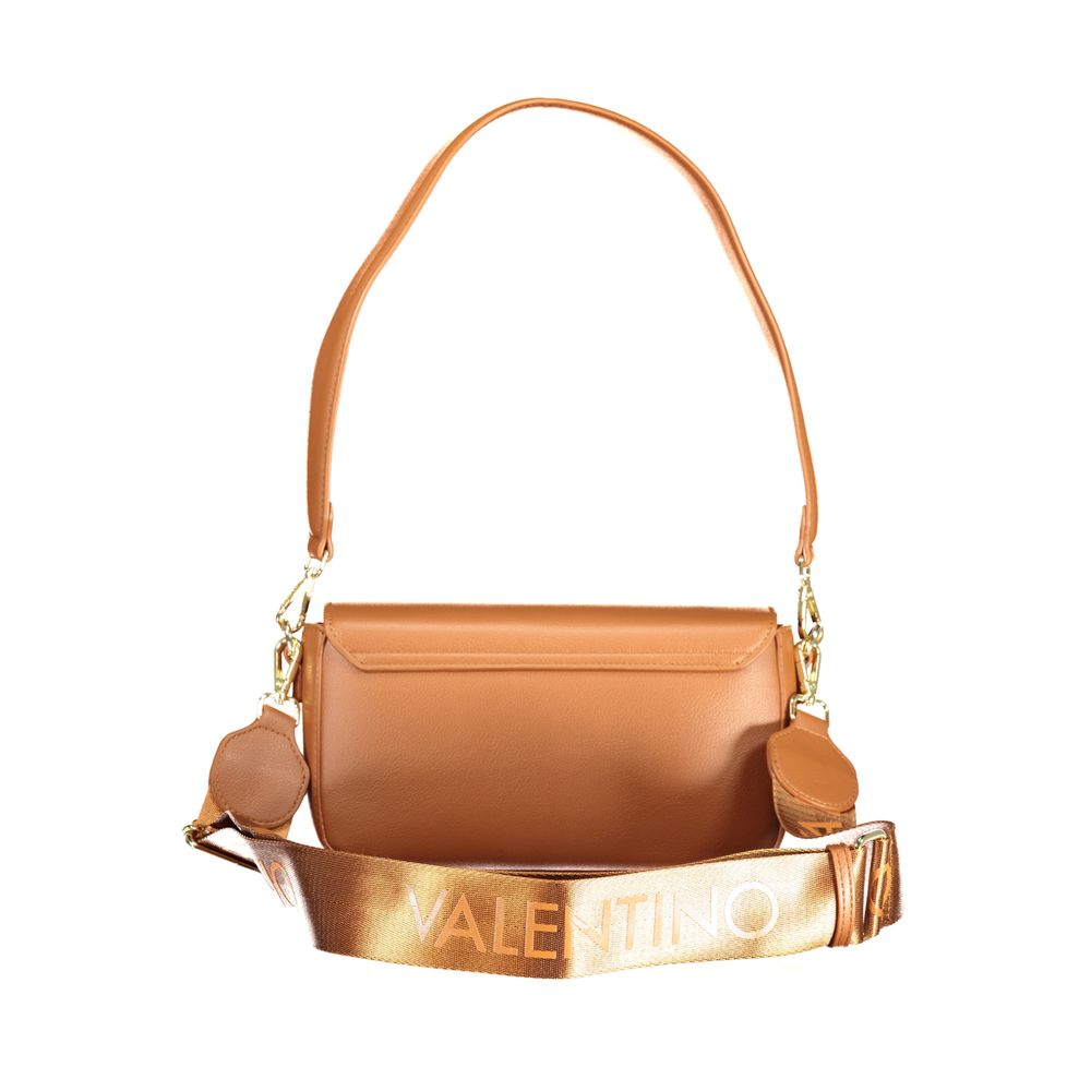 Brown Polyurethane Women's Bag with Adjustable Shoulder Strap