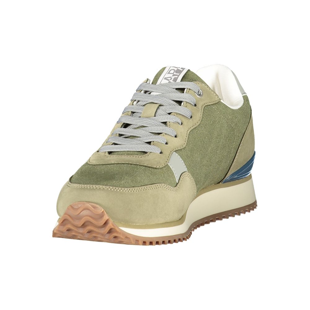 Green Polyester Athletic Sneakers